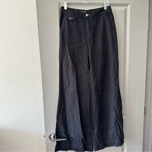 Pilcro Anthropologie High Waist Wide Leg Pant Soft Black Denim Size 26